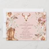 Invitation Boho rose Floral Mariage occidental (Devant)