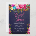 Invitation Boho Rose Floral Navy Chalkboard Fête des mariées<br><div class="desc">Boho Rose Floral Navy Chalkboard Bridal Shower Invitation. Y compris l'Aquarelle rose printanière vibrante Romantique Floral bohème en rose chaud, rose profond, jaune, bleu clair roses d'aquarelle, arrangement floral botanique design mariage avec feuilles verts et plumes sur plateau bleu marine. Idéal pour les mariages du printemps et de l'été. Si...</div>