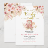Invitation Boho rose Floral Nous pouvons Bearly Wait Baby sho (Devant / Derrière)