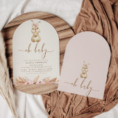 Invitation Boho Rose Floral Petit Baby shower Bunny