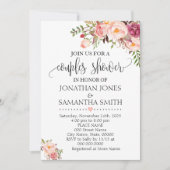 Invitation Boho rose floral romantique chic couples douche (Devant)