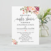 Invitation Boho rose floral romantique chic couples douche (Debout devant)