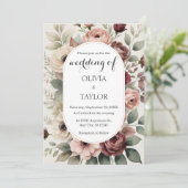 Invitation Boho Rose Floral Russe Mariage (Debout devant)