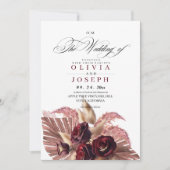 Invitation Boho Rose Floral Russe Mariage (Devant)