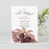 Invitation Boho Rose Floral Russe Mariage (Debout devant)