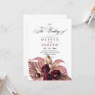 Invitation Boho Rose Floral Russe Mariage