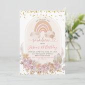 Invitation Boho rose Floral sur l'arc-en-ciel Invitat Anniver (Debout devant)
