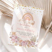 Invitation Boho rose Floral sur l'arc-en-ciel Invitat Anniver