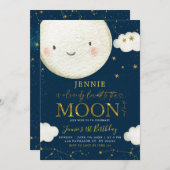 Invitation Boho Rose Floral Sur Le Baby shower Lune Invitat (Devant / Derrière)