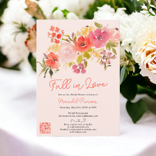 Invitation Boho rose floral tomber amoureux jolie douche nupt