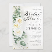 Invitation Boho Rose florale blanche | Fête des mariées Eucal (Devant)