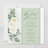 Invitation Boho Rose florale blanche | Fête des mariées Eucal (Devant)