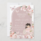 Invitation Boho Rose Girl Floral Presentación De 3 Años (Devant)