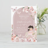 Invitation Boho Rose Girl Floral Presentación De 3 Años (Debout devant)