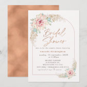 Invitation Boho Rose Gold Cactus Rose Mariage Douche Douche (Devant / Derrière)