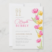 Invitation Boho Rose Jaune Tulipes Or Brunch Bubbly Mariage (Devant)