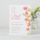 Invitation Boho Rose Jaune Tulipes Or Brunches Bubbly Mariage (Debout devant)