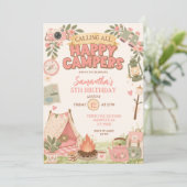 Invitation Boho Rose Joyeux Anniversaire Fille (Debout devant)