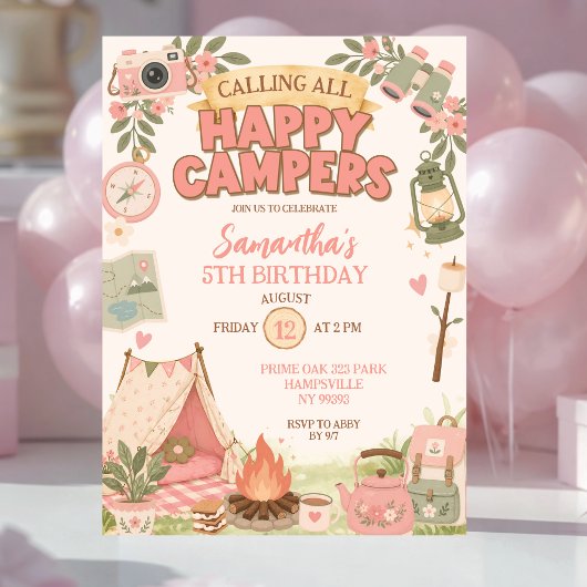 Invitation Boho Rose Joyeux Anniversaire Fille