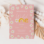 Invitation Boho rose marguerite arc-en-ciel sauvage un 1er an