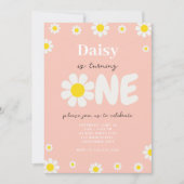 Invitation Boho rose mignonne Daisy Fleurs 1er anniversaire (Devant)