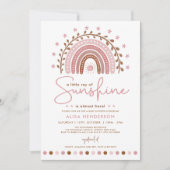 Invitation Boho rose moderne Rainbow Sunshine Baby shower fil (Devant)