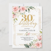 Invitation Boho rose or fleurs eucalyptus & or 30e (Devant)