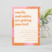 Invitation Boho rose orange Abstrait marbre Mariage moderne (Debout devant)