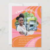 Invitation Boho Rose Orange Abstrait Photo Fête de Remise de (Devant)