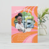 Invitation Boho Rose Orange Abstrait Photo Fête de Remise de (Debout devant)