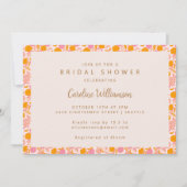 Invitation Boho Rose Orange Floral Mignon Enterrement de Vie  (Devant)