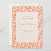 Invitation Boho Rose Orange Floral Noms des Hôtesses Enterrem (Devant)
