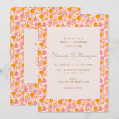 Invitation Boho Rose Orange Floral Noms des Hôtesses Enterrem (Devant / Derrière)