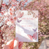 Invitation Boho rose pâle Baby shower floral papillon fille