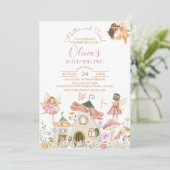 Invitation Boho rose pâle Fleur sauvage Fairy Anniversaire (Debout devant)