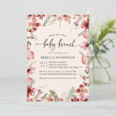 Invitation Boho rose pâle Flore Bébé Brunch Douche (Debout devant)