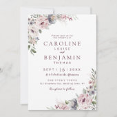 Invitation Boho rose pâle mariage à fleurs (Devant)