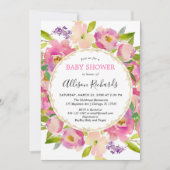 Invitation Boho rose pâle rose pastel fille baby shower (Devant)