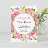 Invitation Boho rose pâle rose pastel fille baby shower (Debout devant)