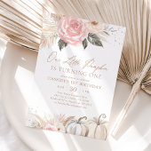 Invitation Boho rose Pampas Citrouille d'herbe 1er anniversai