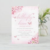 Invitation Boho rose papillon floral embrasse Baby shower fil (Debout devant)