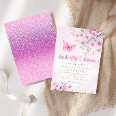 Invitation Boho rose papillon floral embrasse Baby shower fil