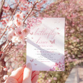 Invitation Boho rose papillon floral embrasse Baby shower fil