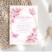 Invitation Boho rose papillon floral embrasse Baby shower fil