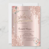 Invitation Boho Rose Parties scintillant Couronne Drop Quince (Devant)