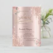 Invitation Boho Rose Parties scintillant Couronne Drop Quince (Debout devant)