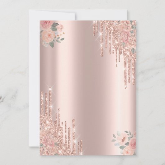 Invitation Boho Rose Parties scintillant Couronne Drop Quince (Dos)