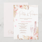 Invitation Boho rose pétales floraux Fête des mariées de pour (Devant / Derrière)