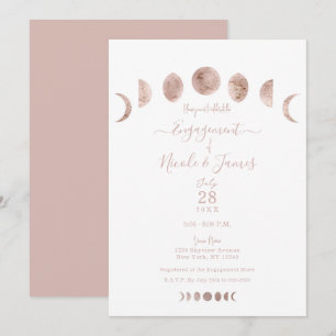 Invitation Boho Rose Phases de Lune Moderne Minimal Engagemen