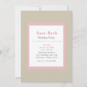 Invitation Boho rose Pony Photo Baby Girl 1er anniversaire (Dos)